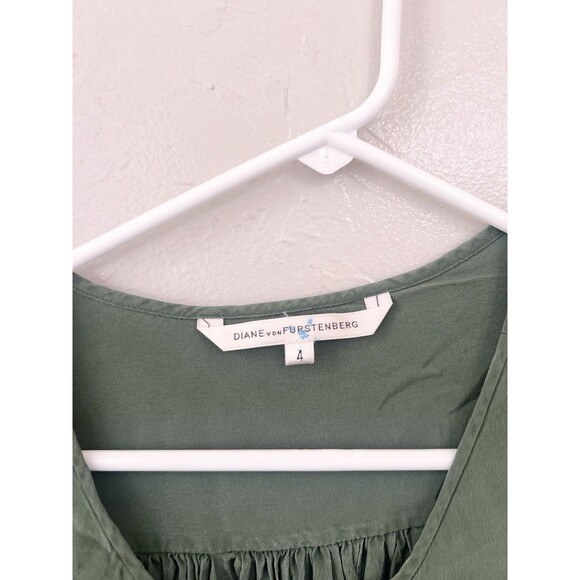 DVF Silk Long Sleeve Ballon Sleeves Pullon Blouse Boxy Size 4 Small Top Shirt - Picture 3 of 9